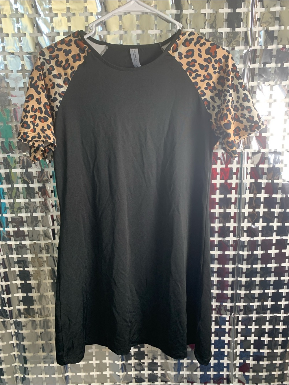MARINA Black Top with Cheetah Trim